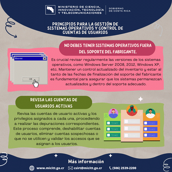 Principios para la gestión de sistemas operativos y control de cuentas de usuarios